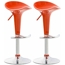 Decoshop26 Lot de 2 tabourets de bar design orange pivotant et hauteur réglable TDB10032