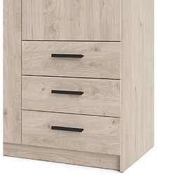 Cstore Armoire VEGA - Décor Gris anthracite - 2 portes + 3 tiroirs - L 98,5 x P 49,6 x H 200,4 cm pas cher