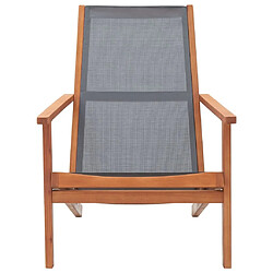 Maison Chic Chaise de jardin - Fauteuil d'extérieur Gris Bois d'eucalyptus solide et textilène -MN87773