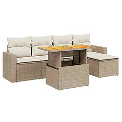 vidaXL Salon de jardin avec coussins 6 pcs beige résine tressée