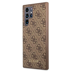 Guess Maroquinerie Guess 4G Metal Gold Logo - Coque pour Samsung Galaxy S22 Ultra (Marron)