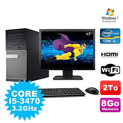 Lot PC Tour DELL 3010 MT I5-3470 Graveur 8Go 2To HDMI Wifi W7 + Ecran 17" - Occasion