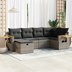 vidaXL Salon de jardin 6 pcs avec coussins gris résine tressée