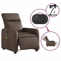 Maison Chic Fauteuil Relax pour salon, Fauteuil de massage inclinable électrique marron similicuir -GKD94666 pas cher