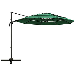 Helloshop26 Parasol à 4 niveaux avec mât en aluminium 3 x 3 m vert 02_0008799