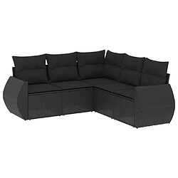 Maison Chic Salon de jardin 5 pcs avec coussins | Ensemble de Table et chaises | Mobilier d'Extérieur noir résine tressée -GKD98958