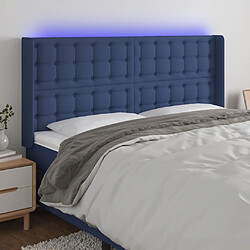 vidaXL Tête de lit à LED Bleu 203x16x118/128 cm Tissu