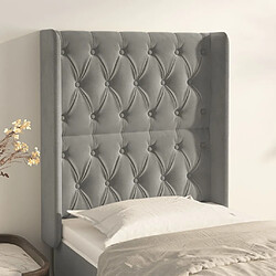 Maison Chic Tête de lit scandinave avec oreilles,meuble de chambre Gris clair 83x16x118/128 cm Velours -MN33411