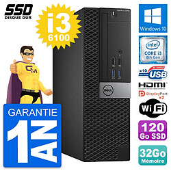 PC Dell OptiPlex 5040 SFF Intel i3-6100 RAM 32Go SSD 120Go HDMI Windows 10 Wifi - Occasion