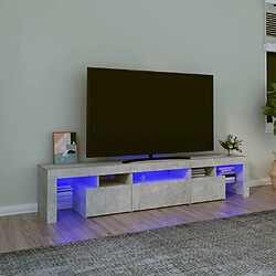 Maison Chic Meubles TV avec lumières LED - Banc TV pour salon Gris béton 200x36,5x40 cm -MN66659