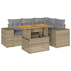 vidaXL Salon de jardin avec coussins 5 pcs beige résine tressée