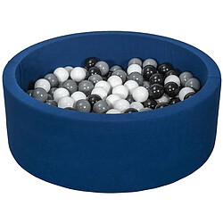 Velinda Piscine à balles Aire de jeu + 300 balles bleu marine noir,blanc,gris