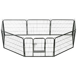 vidaXL Parc pour chiens 8 panneaux Acier 60 x 80 cm Noir