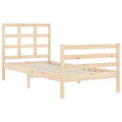 Maison Chic Cadre/structure de lit avec tête de lit pour adulte - Lit Moderne Chambre petit simple bois massif -MN22085 pas cher