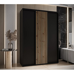 Abiks Meble Armoire LANKO 1 À Portes Coulissantes 235,2/170/45 3 Portes (Noir/Noir)