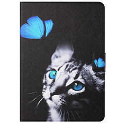 Etui en PU avec support et porte-cartes papillon et chat pour votre Samsung Galaxy Tab A8 (2021) SM-X200/SM-X205