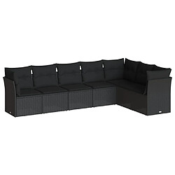 vidaXL Salon de jardin 7 pcs avec coussins noir résine tressée