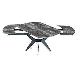 Inside 75 Table de repas extensible BLADE 137/205 x 90 cm plateau céramique pied acier laqué anthracite