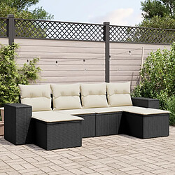 Maison Chic Salon de jardin 6 pcs avec coussins | Ensemble de Table et chaises | Mobilier d'Extérieur noir résine tressée -GKD54027