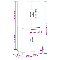 vidaXL Buffet haut Blanc 69,5x34x180 cm Bois d'ingénierie pas cher