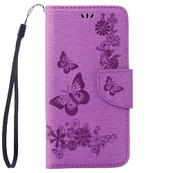 Wewoo Housse Étui Violet pour Huawei Y5II fleurs pressées motif de papillon horizontal en cuir flip avec boucle magnétique & Titulaire & Slots de cartes Portefeuille