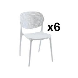 Vente-Unique Lot de 6 chaises empilables en polypropylène - Blanc - CARETANE 