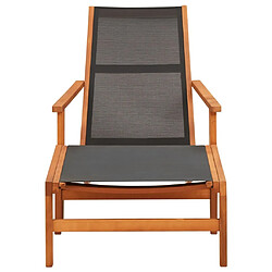 Maison Chic Chaise de jardin - Fauteuil d'extérieur et repose-pied Eucalyptus solide et textilène -MN31726