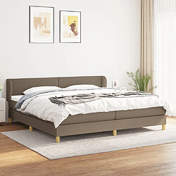 Maison Chic Lit adulte- Lit + matelas,Sommier à lattes de lit avec matelas Taupe 200x200 cm Tissu -GKD63299