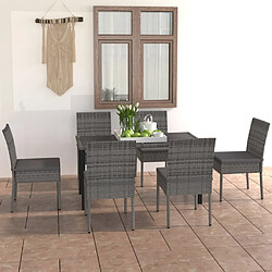 Salle à manger de jardin 7 pcs,Table et chaise à dîner Résine tressée Gris -MN92112