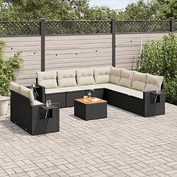 Maison Chic Salon de jardin 10 pcs avec coussins | Ensemble de Table et chaises | Mobilier d'Extérieur noir résine tressée -GKD14847