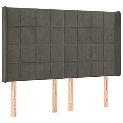 Maison Chic Tête de lit scandinave avec oreilles,meuble de chambre Gris foncé 147x16x118/128 cm Velours -MN15871