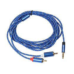 Câble Audio Bleu Tressé 1/8 '' Jack 3,5 Mm Mâle Vers 2 RCA Mâle 300 Cm