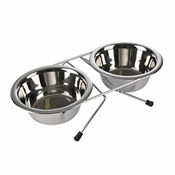 Paris Prix Lot de 2 Gamelles pour Chien & Chat Inox 21cm Argent