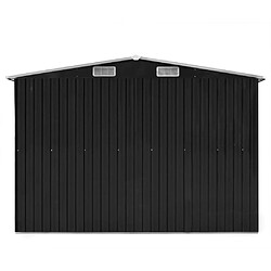 Helloshop26 Abri de jardin cabane cabanon maison de stockage remise extérieur hangar outils robuste 257 x 298 x 178 cm métal anthracite 02_0022162