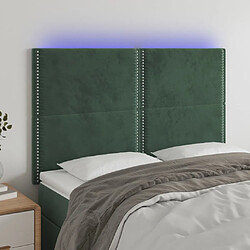 Maison Chic Tête de lit moderne à LED lumineuse pour chambre - Décoration de lit Vert foncé 144x5x118/128 cm Velours -MN71171