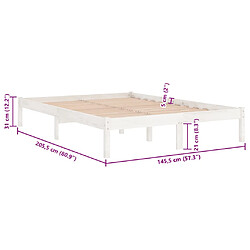 vidaXL Cadre de lit sans matelas blanc bois massif 140x200 cm pas cher