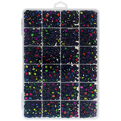 Avizar Kit DIY bijou Perles Noires avec Lettres Multicolores avec Nylon Boîte Solide