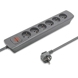 Power strip 6 sockets, 1.8m, Grey