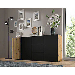 Avis Bestmobilier Ozzy - buffet bas - 3 tiroirs - bois et noir - 180 cm