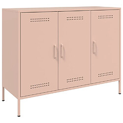 vidaXL Buffet rose 100,5x39x79 cm acier