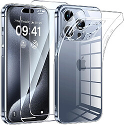 Coque Pour iPhone 15 Pro Max Silicone Transparente + 2 Verres Trempes Little Boutik®