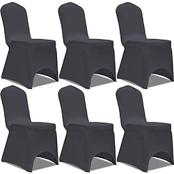 Decoshop26 Housse de chaise extensible 6 pcs anthracite DEC022361