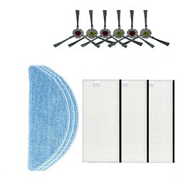 3 paire Brosse latérale + 3 pcs Filtre + 3 pcs Chiffon pour aspirateur robot Ecovacs Yeedi K650