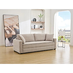 Vente-Unique Canapé 3 places convertible en tissu beige avec assise à mémoire de forme SOLDINA