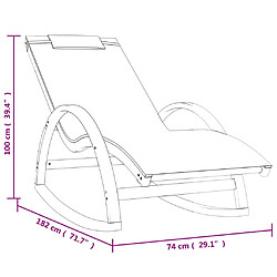 vidaXL Chaise à bascule textilène gris et bois de peuplier massif pas cher