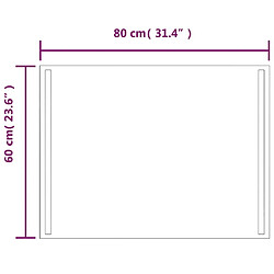 Maison Chic Miroir à LED,Miroir Lumineux LED pour salle de bain,Miroir decoration 80x60 cm -MN90986 pas cher