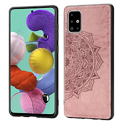 Wewoo Coque Pour Galaxy A71 Mandala Embossed Cloth Cover PC + TPU Mobile Phone Case with Magnetic Function and Hand Strap Rose Gold