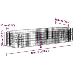 vidaXL Lit surélevé à gabion Fer galvanisé 300x100x50 cm pas cher