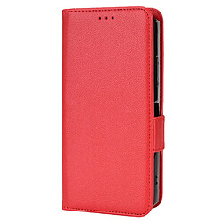 Etui en PU texture litchi avec support, rouge pour votre Oukitel WP15