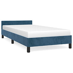 vidaXL Cadre de lit sans matelas bleu foncé 90x200 cm velours